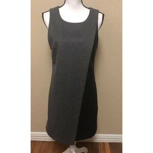New Julie Brown JB NYC Womens Shift Dress Gray Black leather Sleeveless Size 8